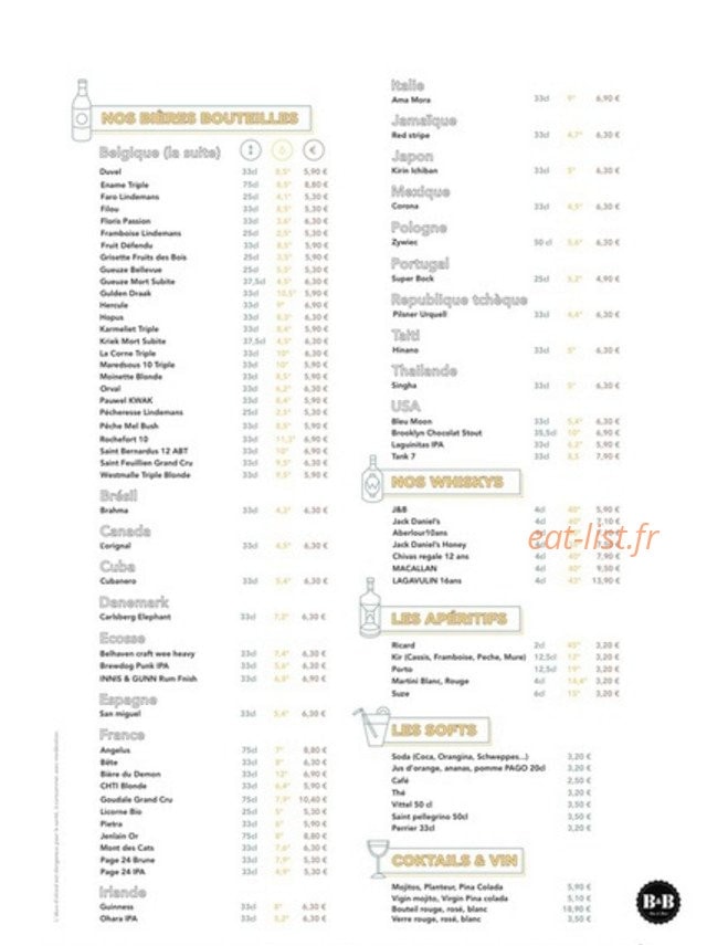 Bar and Beer — carte page 2