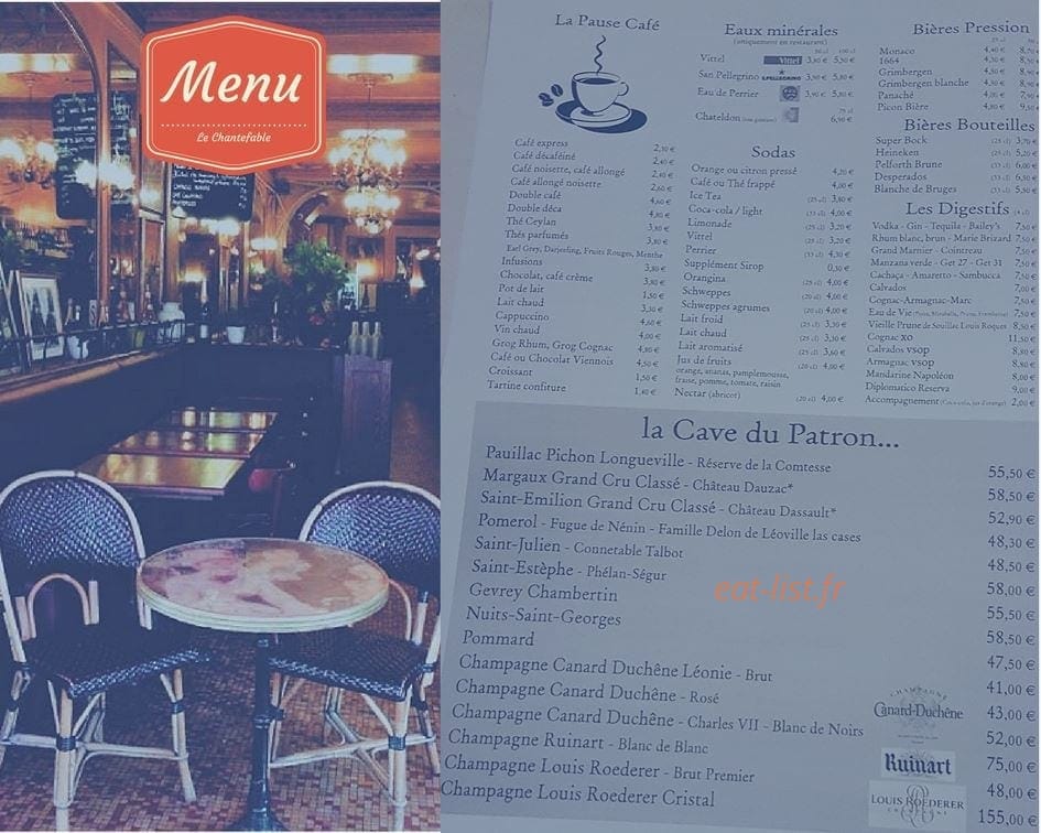 Bistro Chantefable — carte page 4
