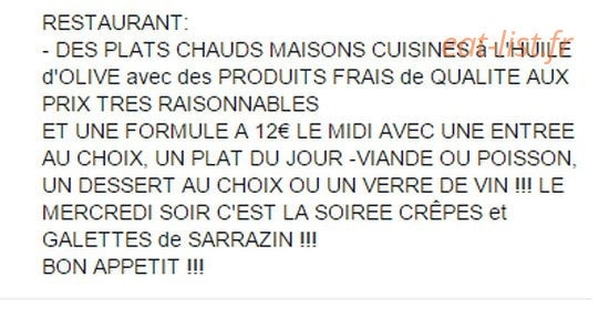Bistrot littéraire les Cascades — carte page 1