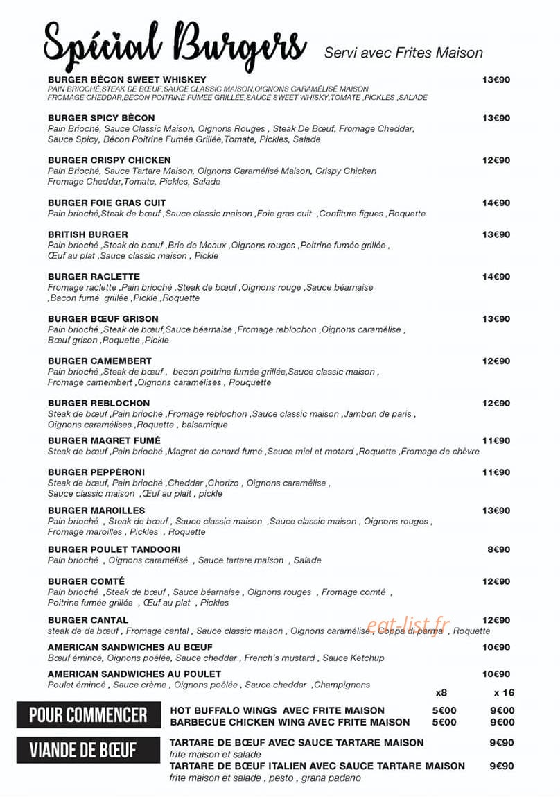 Burger Lutéce — carte page 3