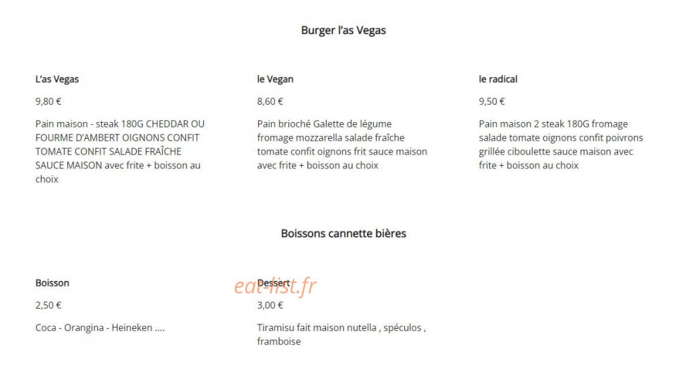 Burger time — carte page 1