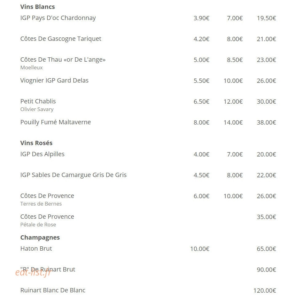 Café Gambetta — carte page 14