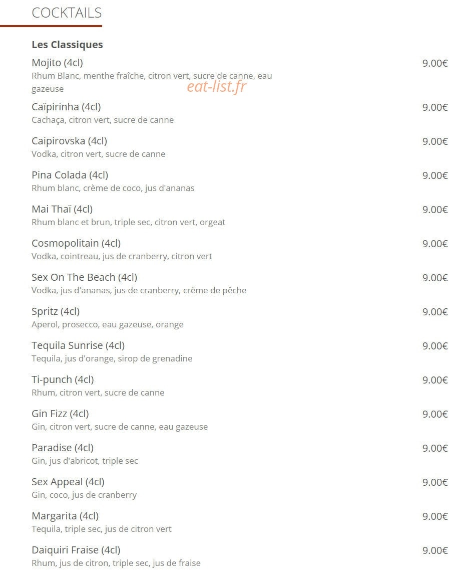 Café Gambetta — carte page 9