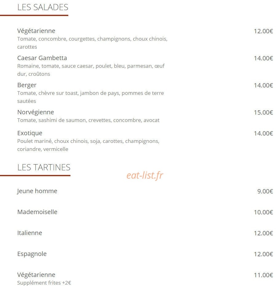 Café Gambetta — carte page 3
