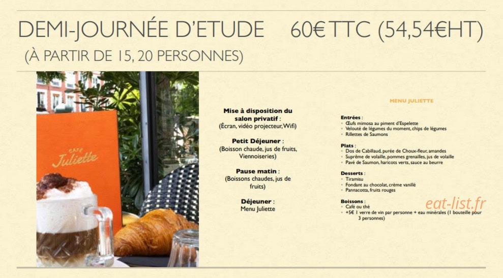 Café Juliette — carte page 14