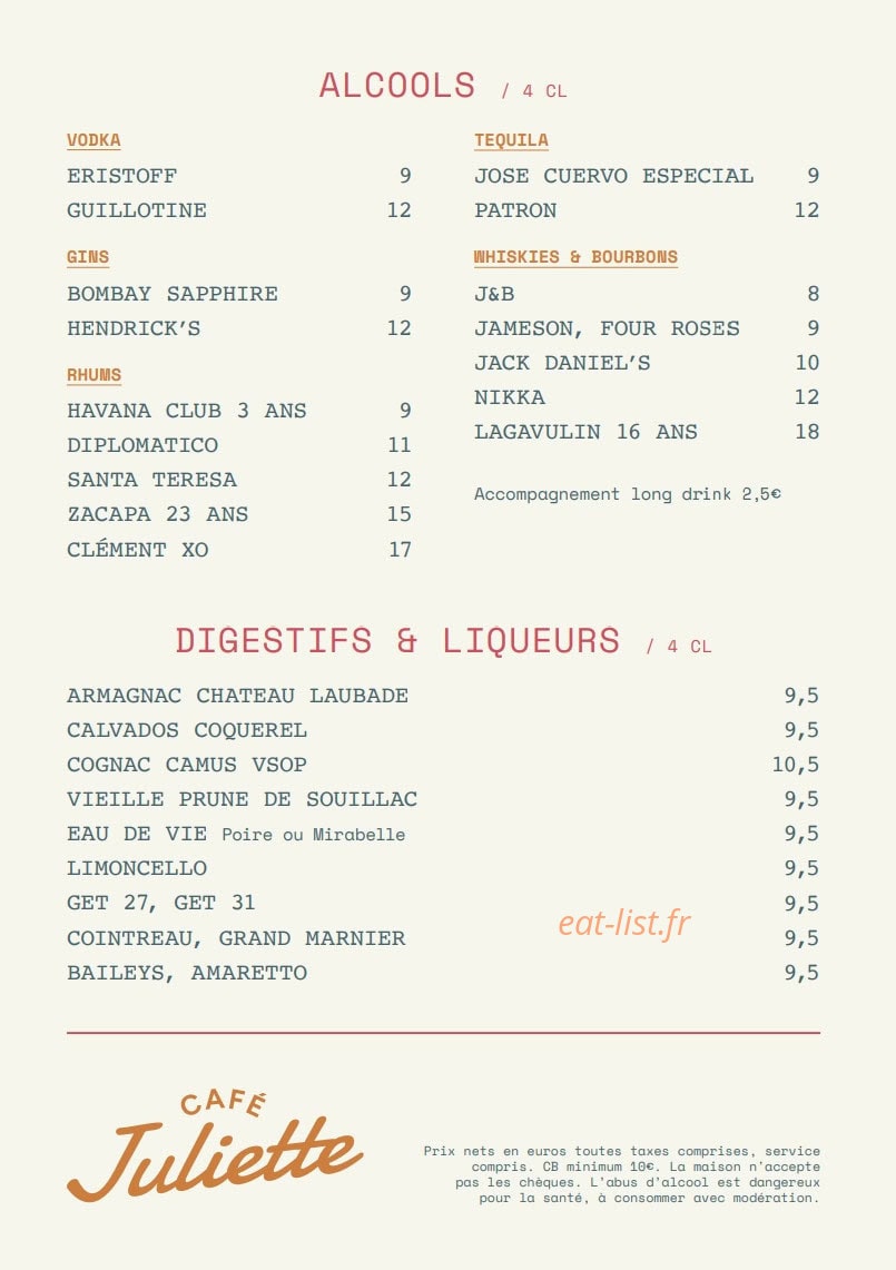 Café Juliette — carte page 7