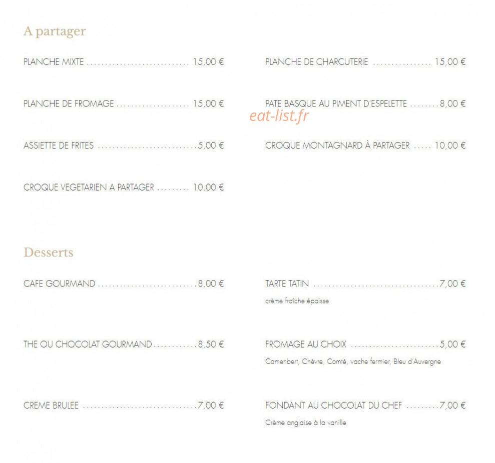 Cafe La Chope — carte page 2