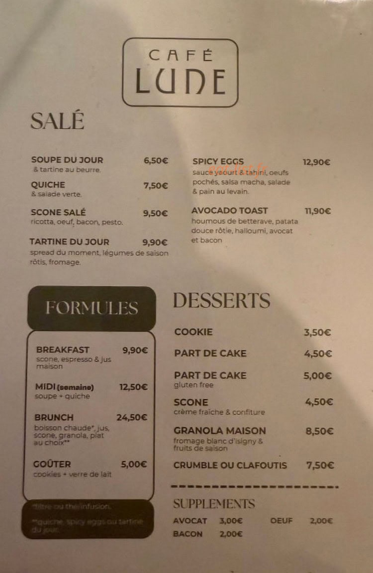 Café Lune — carte page 1