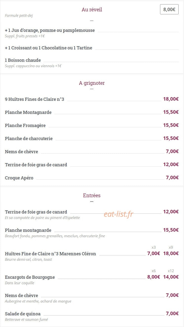 Café Martin — carte page 1