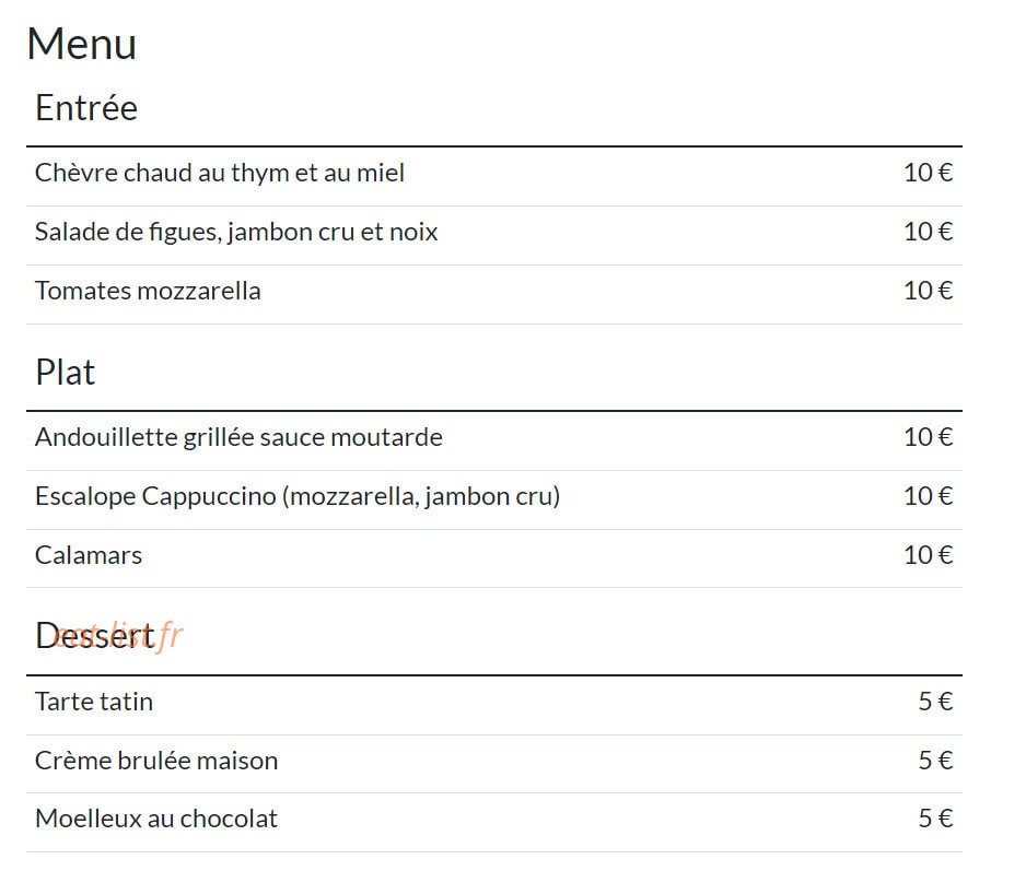 Cappuccino Ristorante — carte page 1