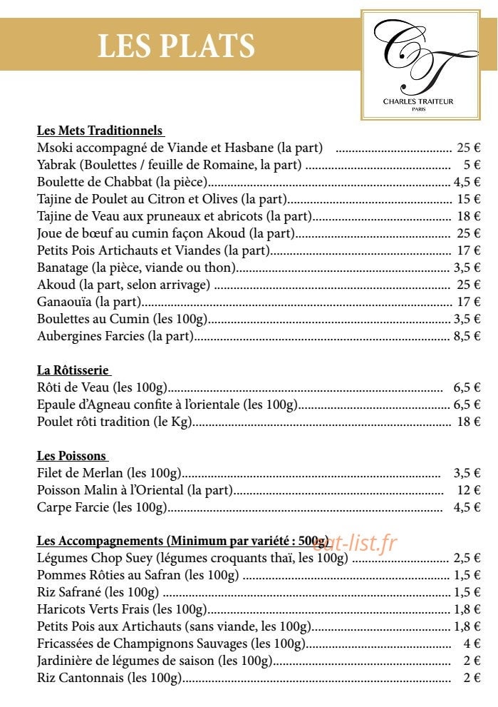 Charles Traiteur — carte page 3
