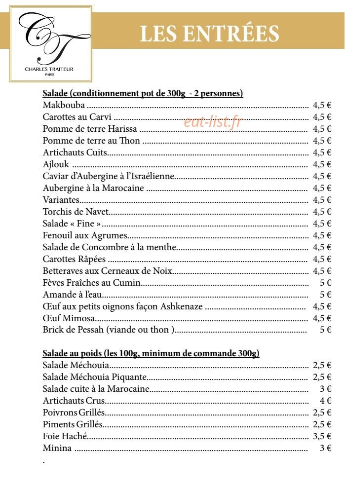 Charles Traiteur — carte page 2