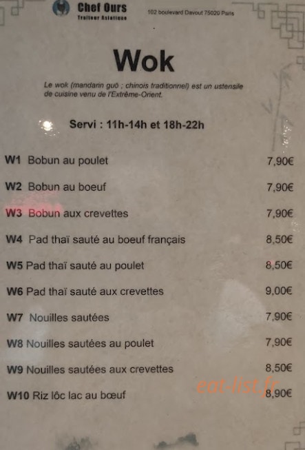 Chef Ours — carte page 2