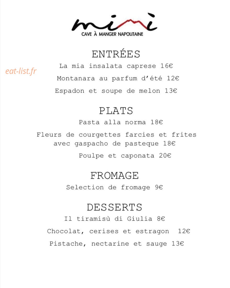 Chez Mimi — carte page 1