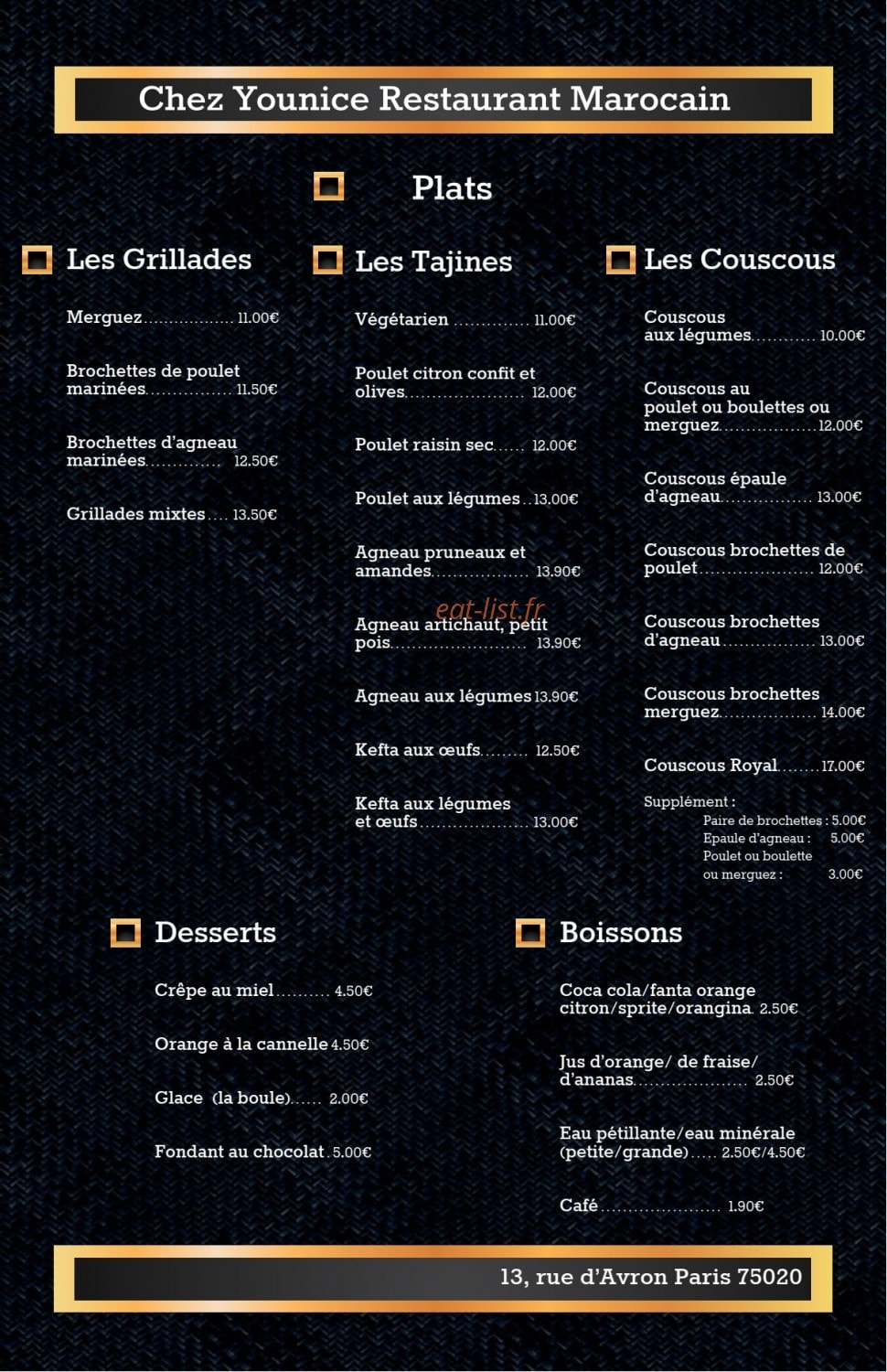 Chez Younice — carte page 2