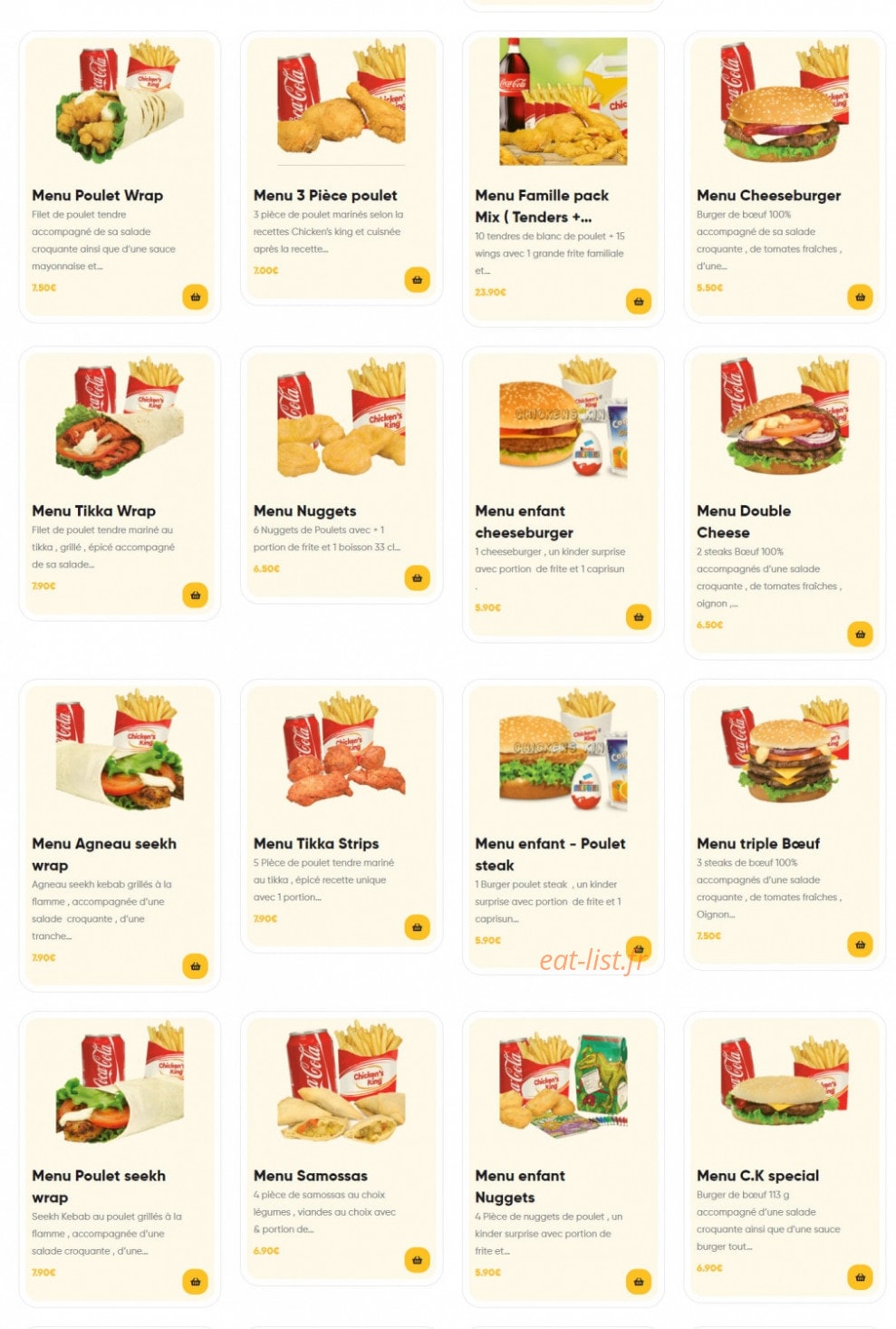 Chicken's king — carte page 3