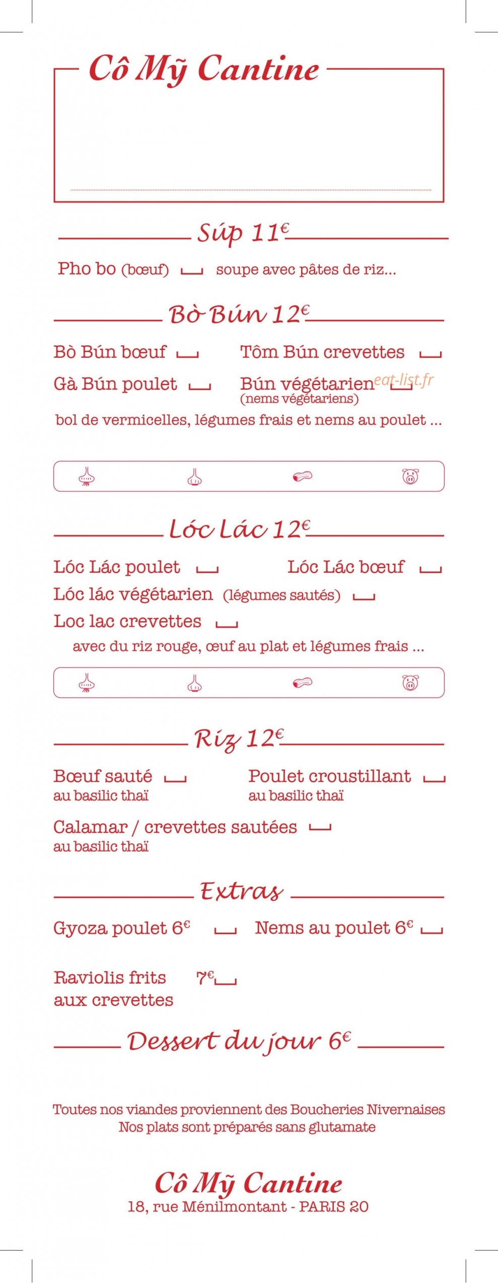 Co My Cantine — carte page 1