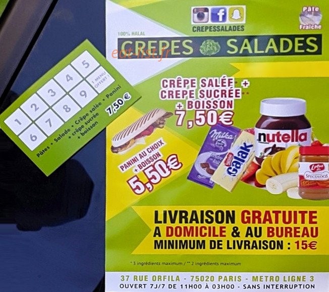 Crepes Salades — carte page 1