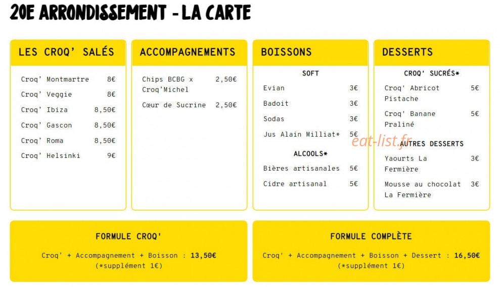 Croq’ Michel — carte page 1