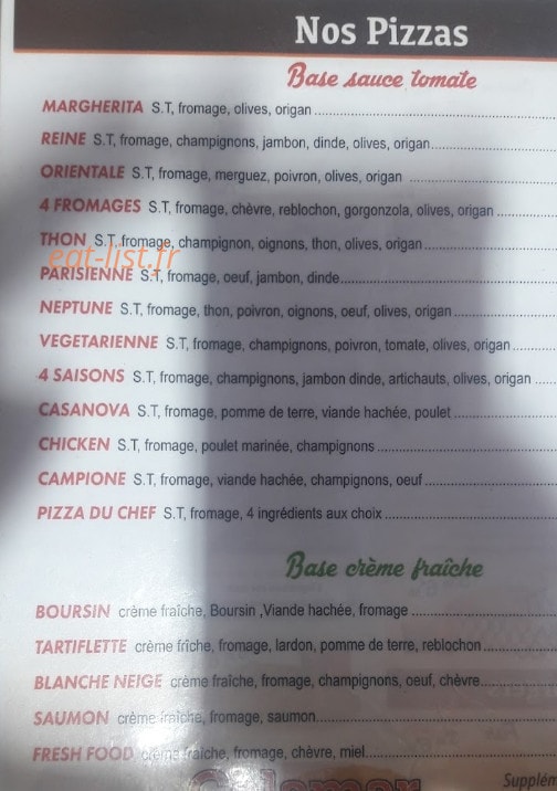 Croq Pizza — carte page 1