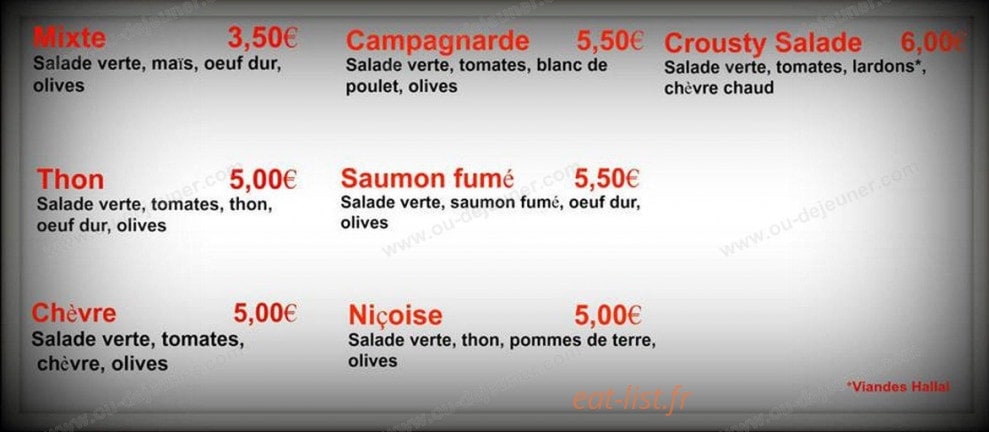 Crousty Pizza — carte page 2
