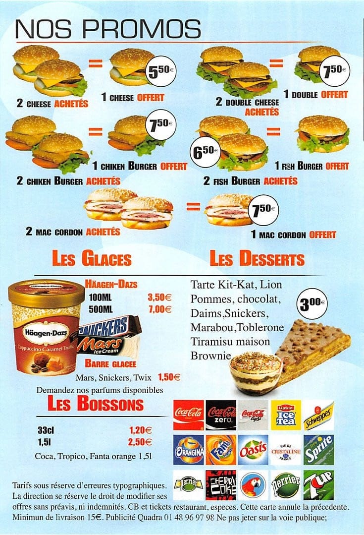 Dream food — carte page 3