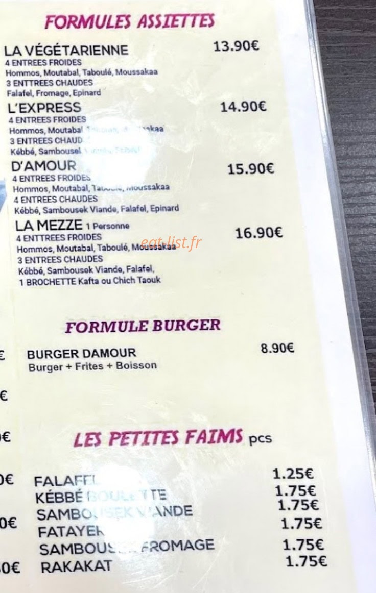 Falafel Damour — carte page 3