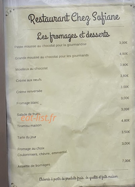 Hôtel Bar Restaurant Sofiane — carte page 4