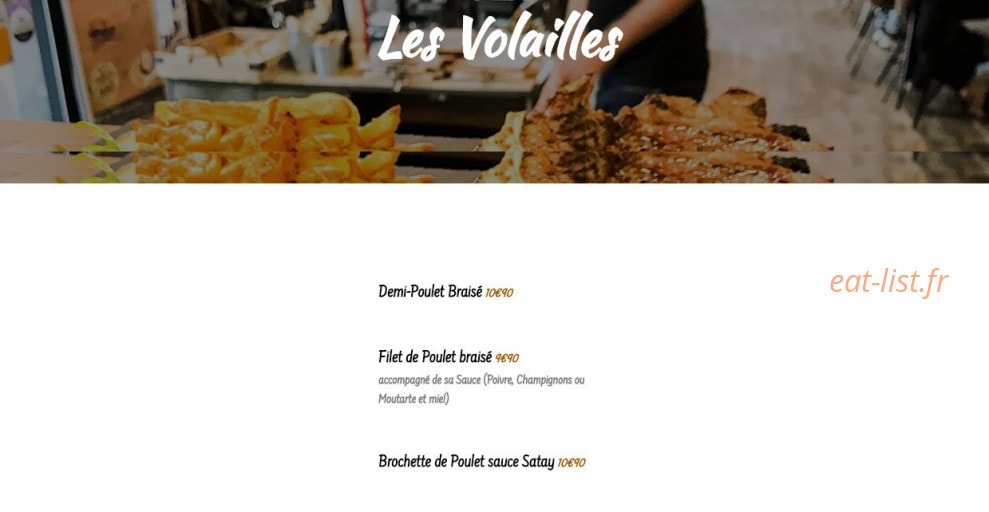Carte et menu de L'Atelier sur la Braise à Paris 20 — Les volailles
