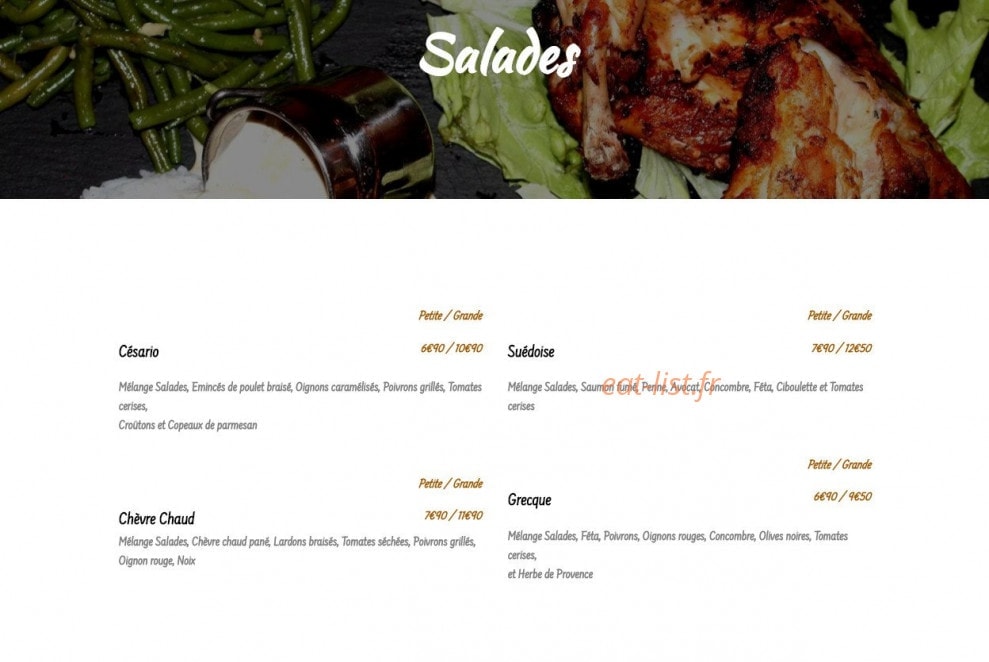 Carte et menu de L'Atelier sur la Braise à Paris 20 — Les salades