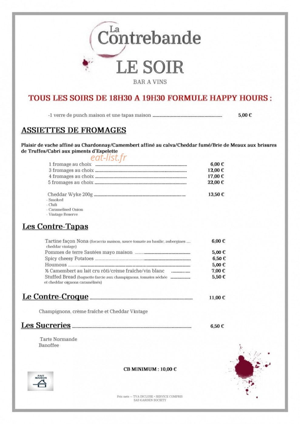 La Contrebande — carte page 2