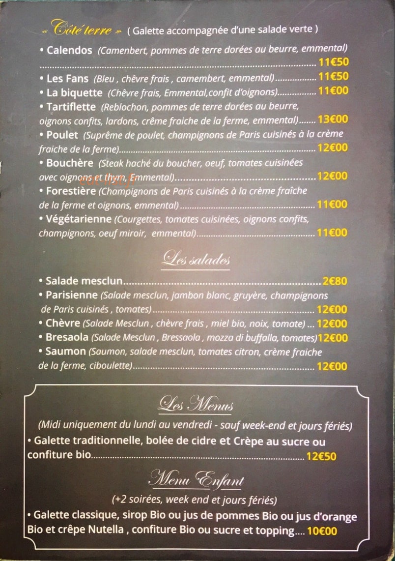 La crêperie Gambetta — carte page 2
