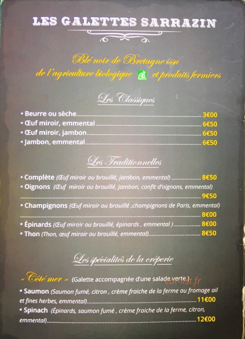 La crêperie Gambetta — carte page 1