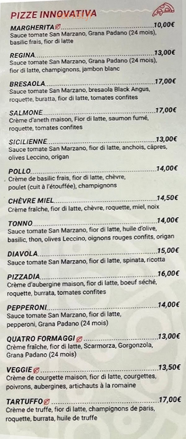 La Pizzadia — carte page 1