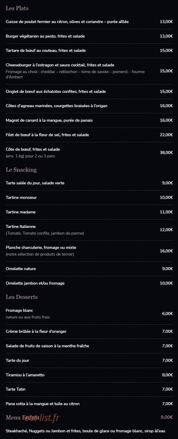 Le Bistrot du Poinçonneur — carte page 2