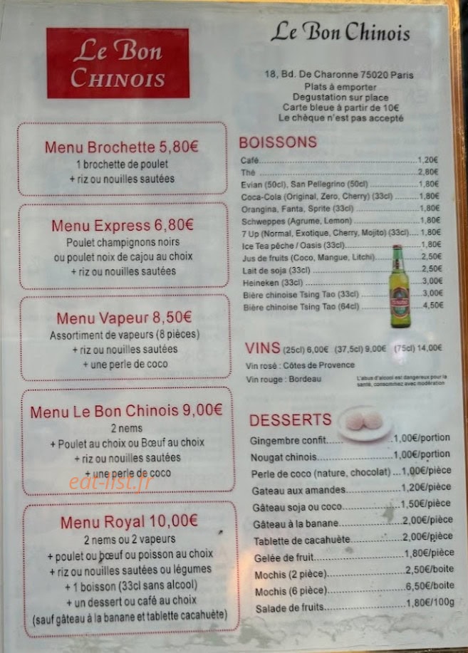 Le Bon Chinois — carte page 2