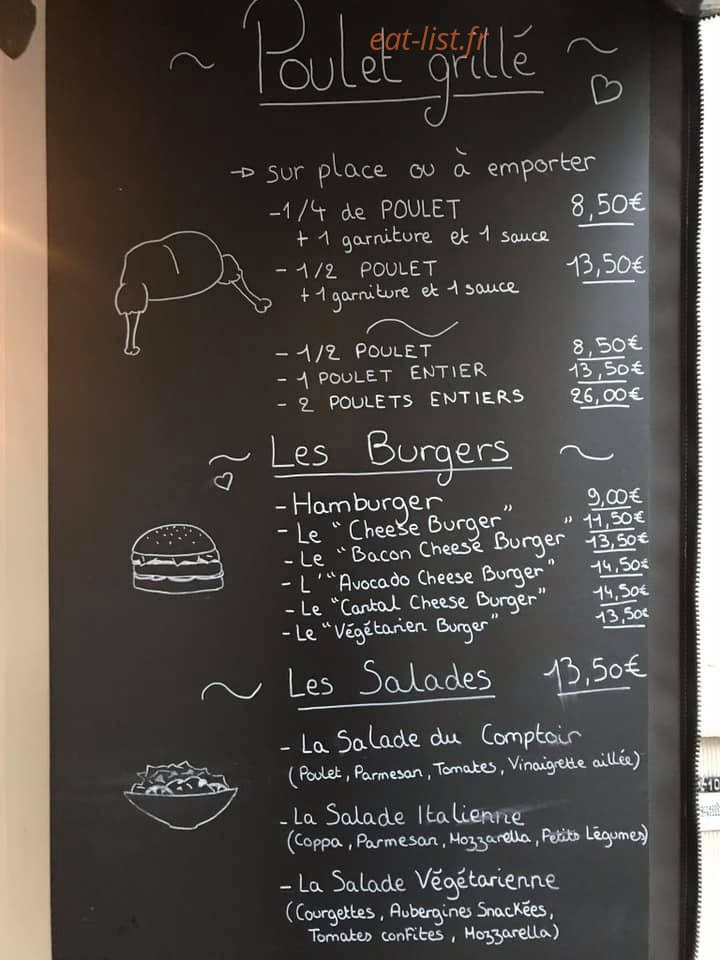 Le Comptoir du Poulet — carte page 1