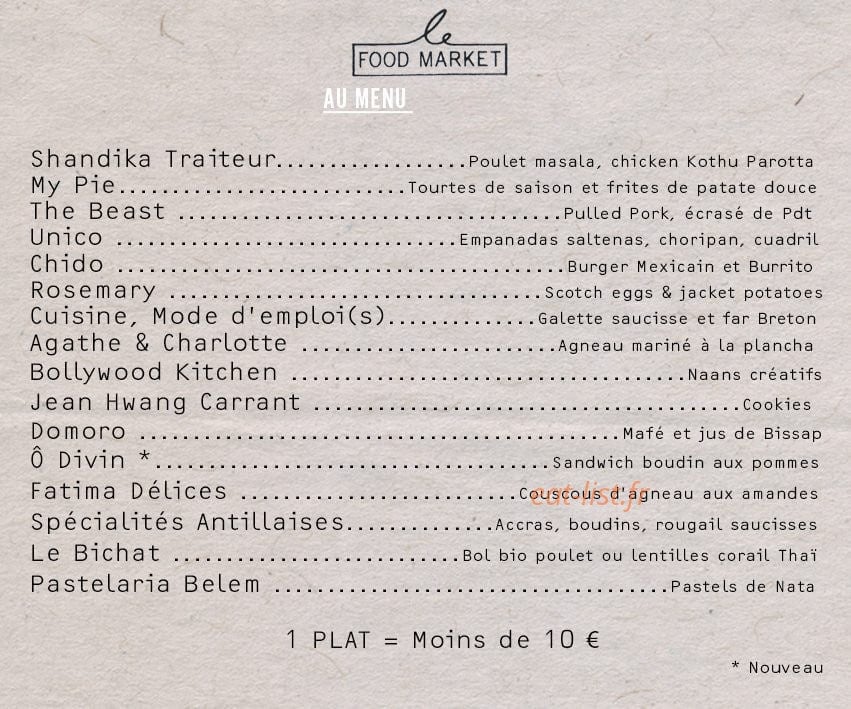 Le Food Market — carte page 1
