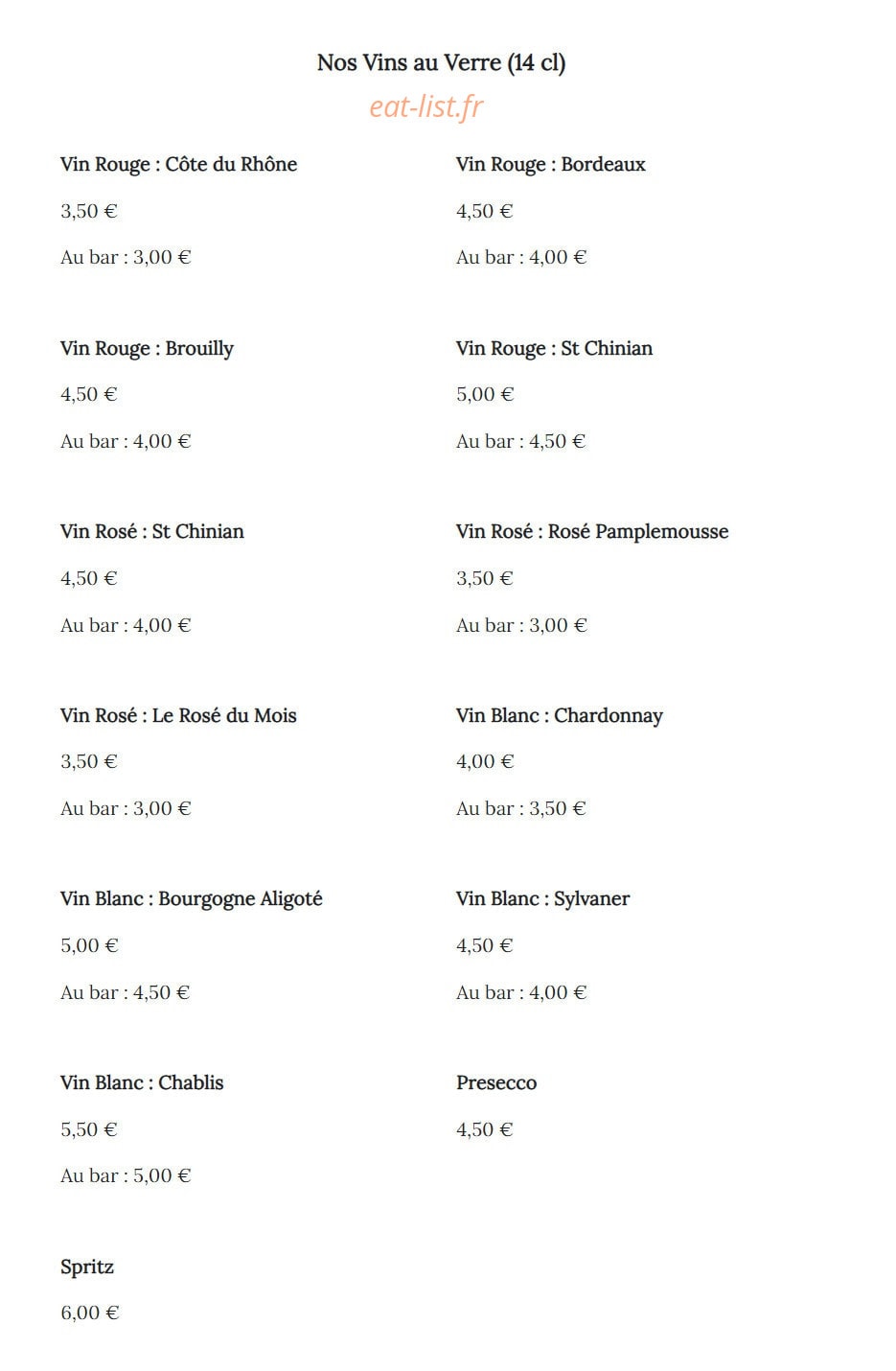 Le Lelek Café — carte page 8