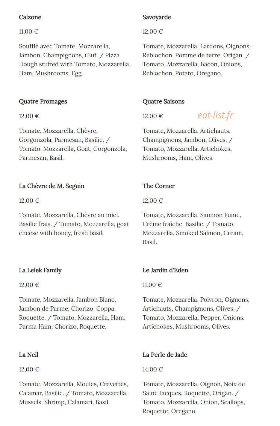 Le Lelek Café — carte page 3