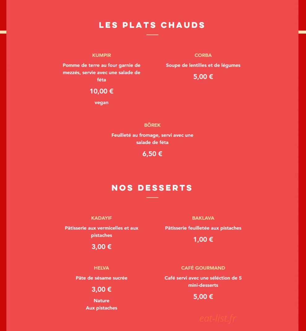 Le Mezze du Chef — carte page 2