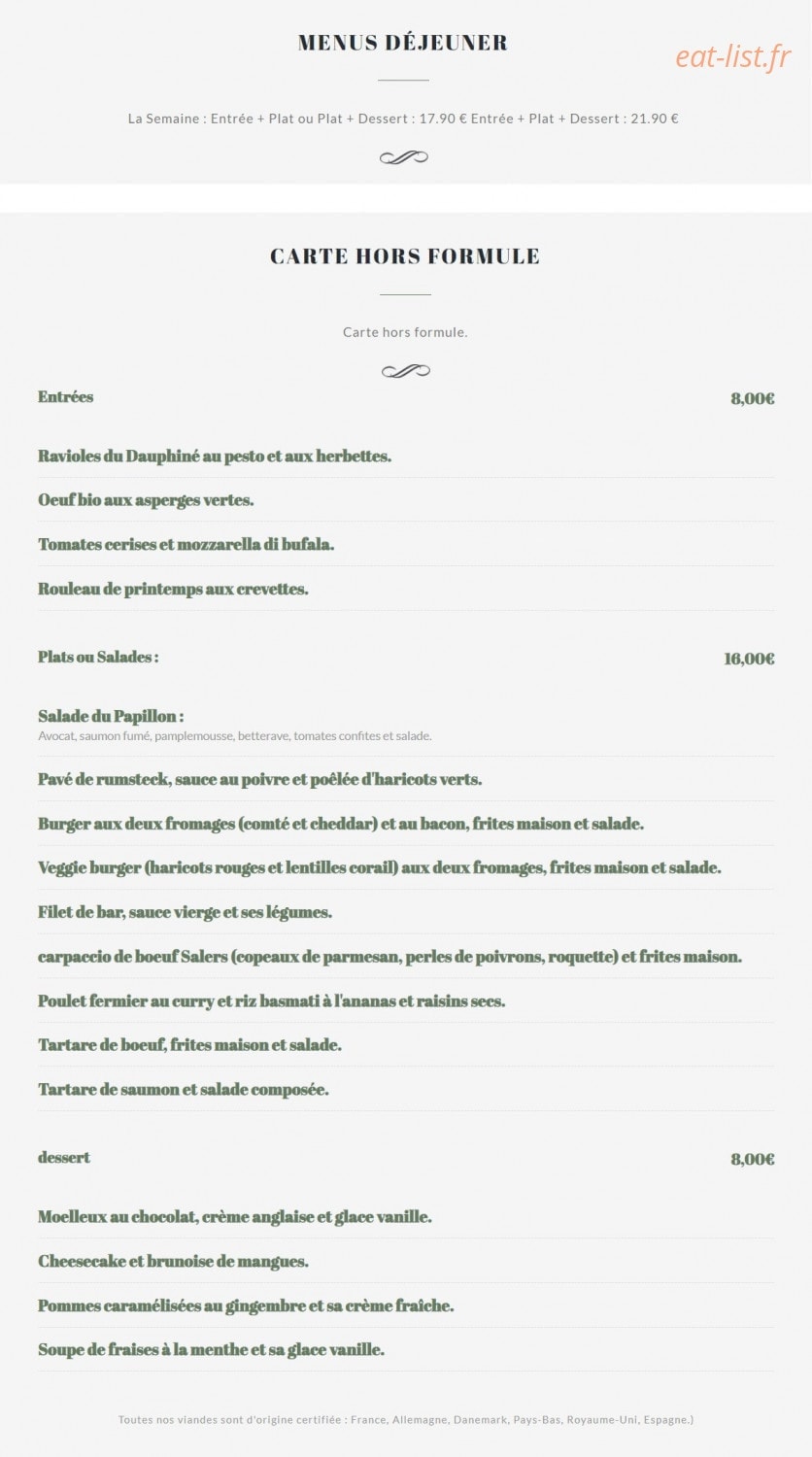 Le Papillon — carte page 1