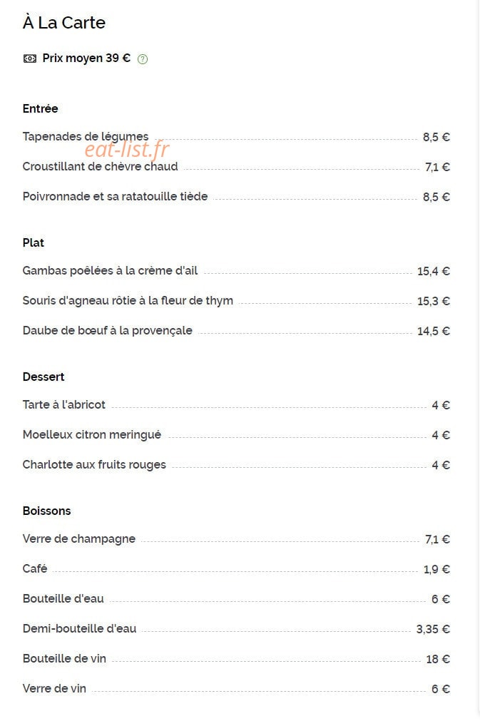 Le Provencal — carte page 1