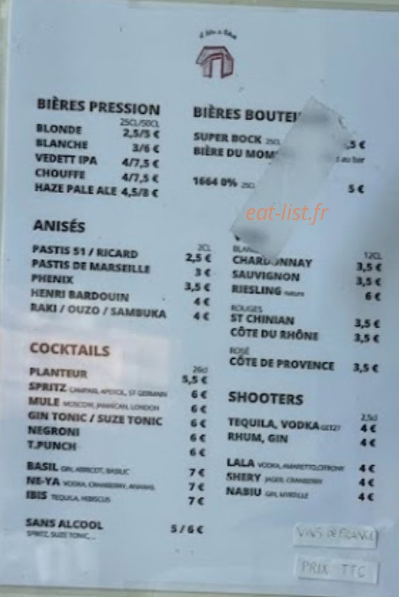 Le Relais de Belleville — carte page 1