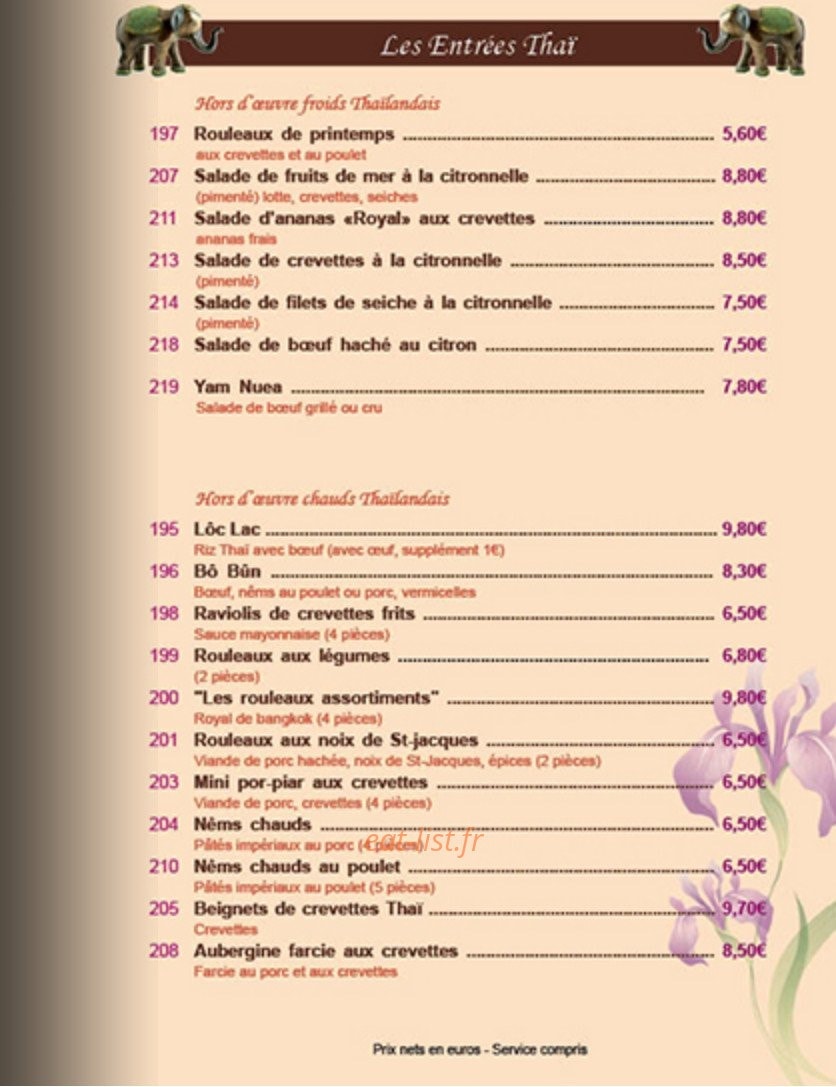 Le Royal Bangkok — carte page 5