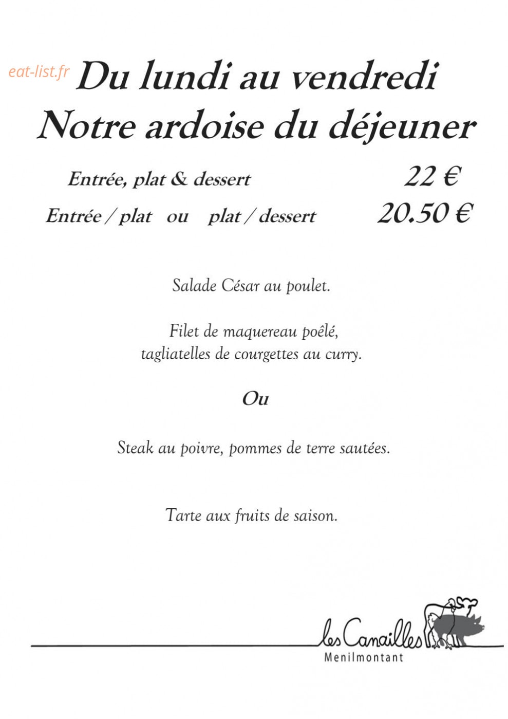 Les Canailles — carte page 2