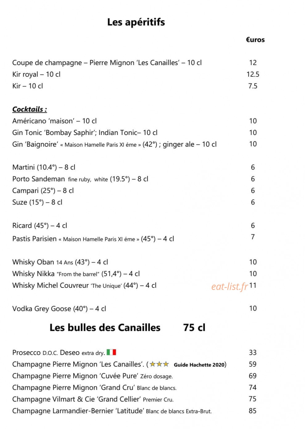 Les Canailles — carte page 4
