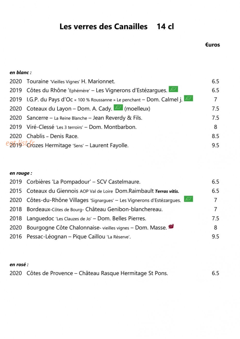 Les Canailles — carte page 8