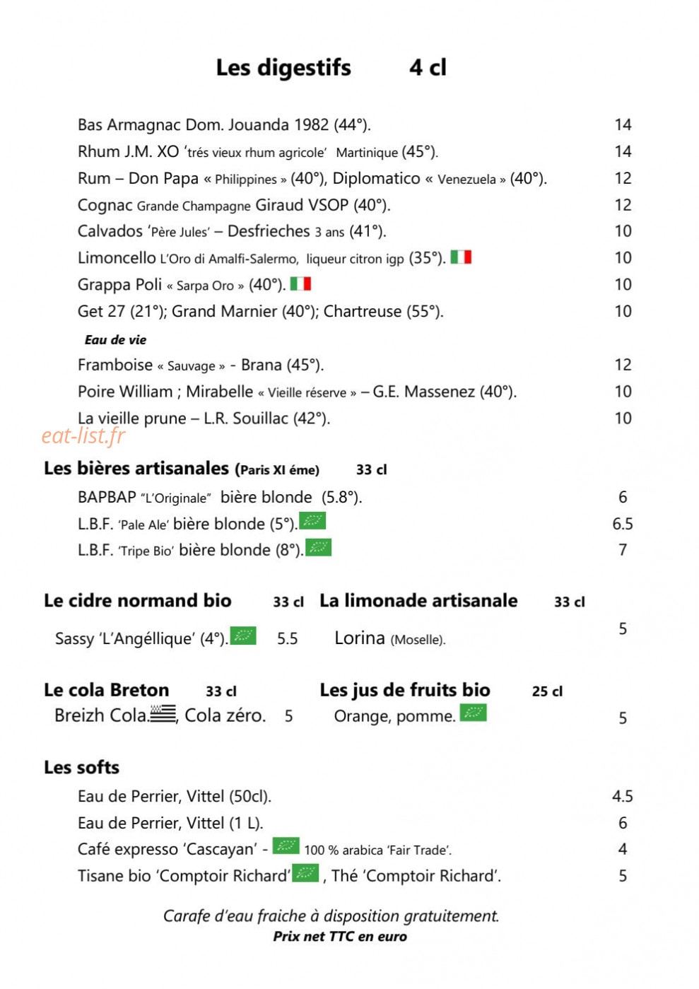Les Canailles — carte page 9