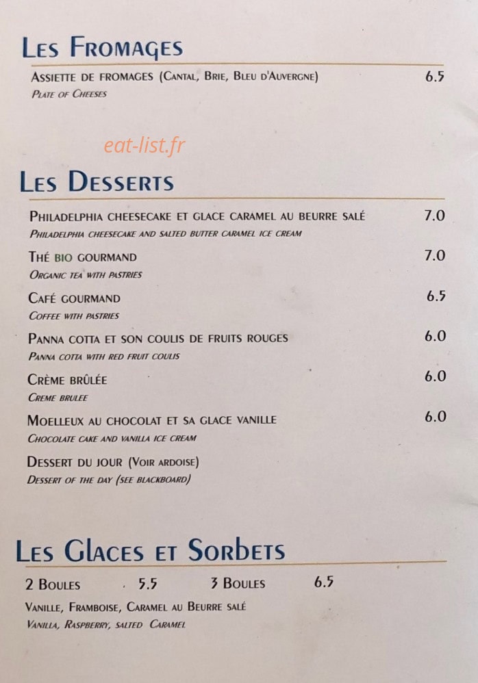 Lutèce Café — carte page 2